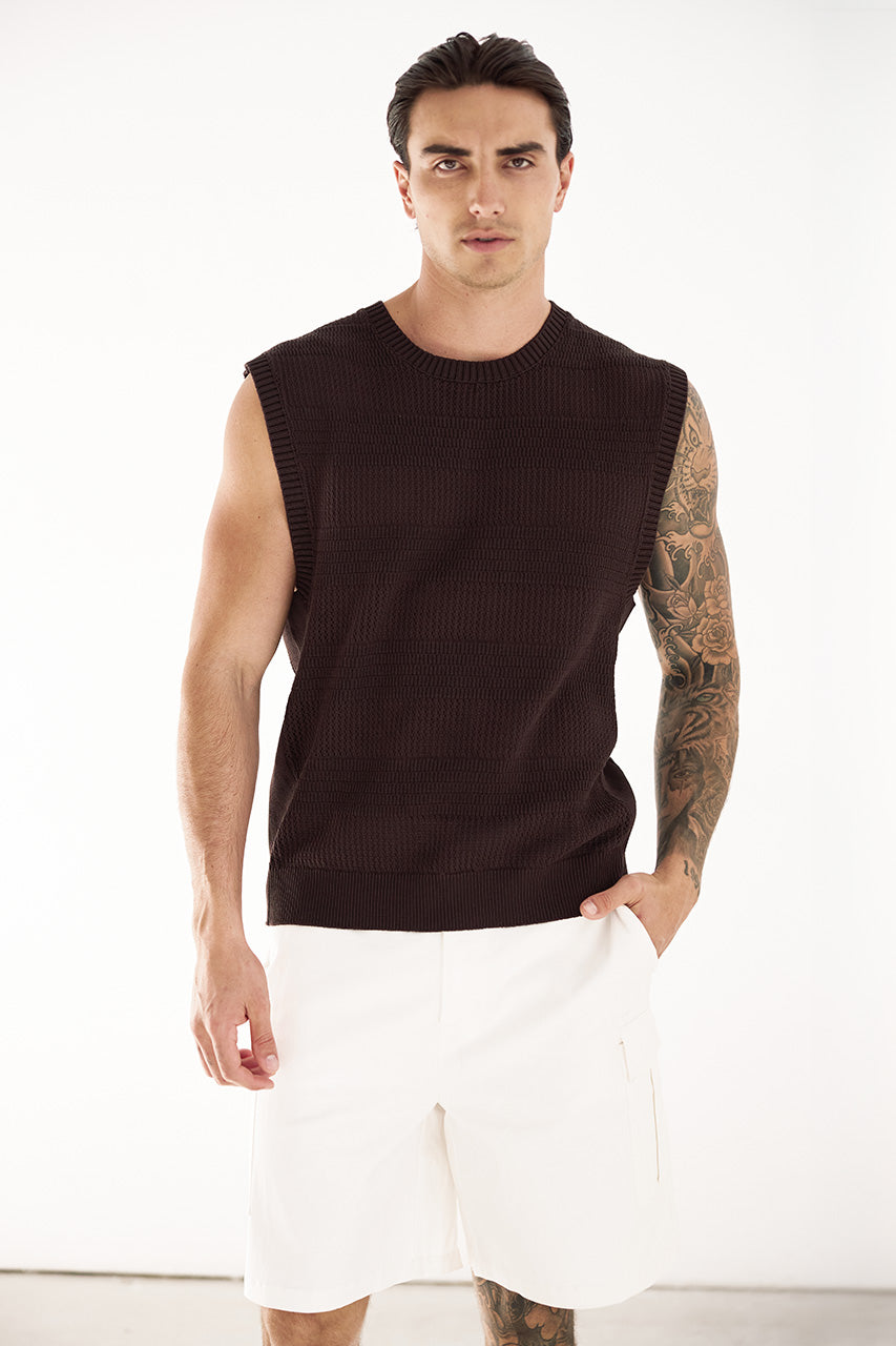 XANTI KNIT TANK - CHOCOLATE