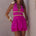 XYLIA HALTER LOW PLUNGE MINI DRESS - FUCHSIA