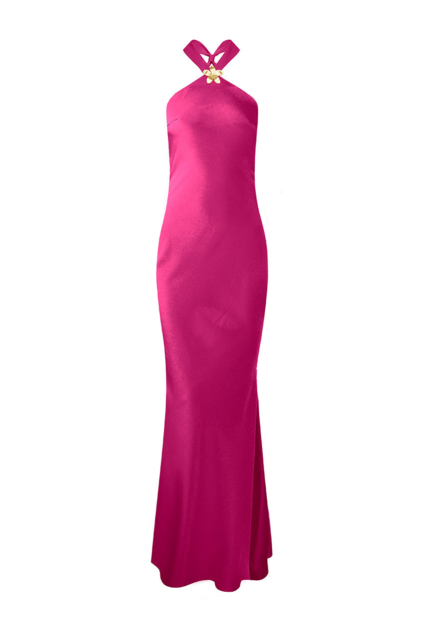 CHARA LOW CROSS BACK MAXI DRESS - MAGENTA