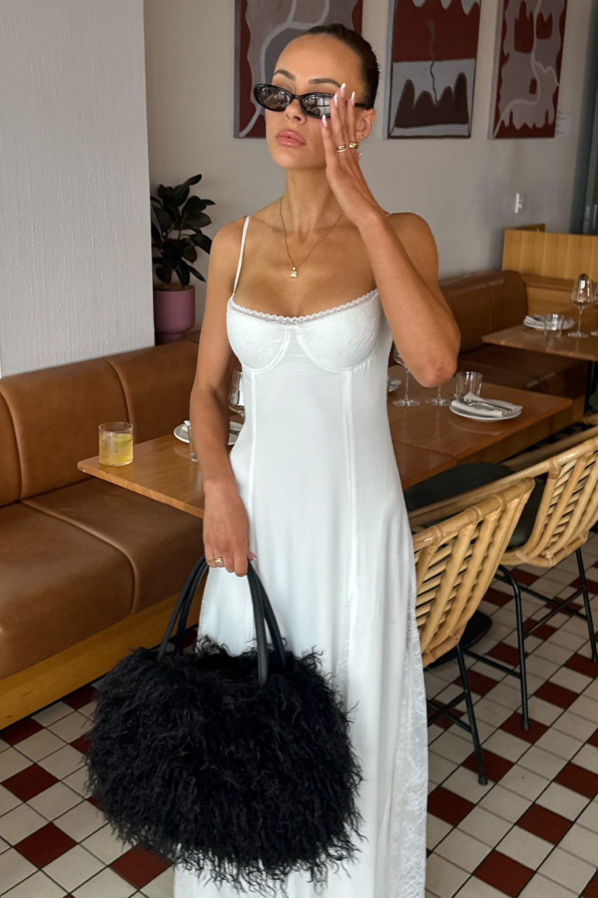 OLEYA BUSTIER LACE MAXI DRESS - WHITE