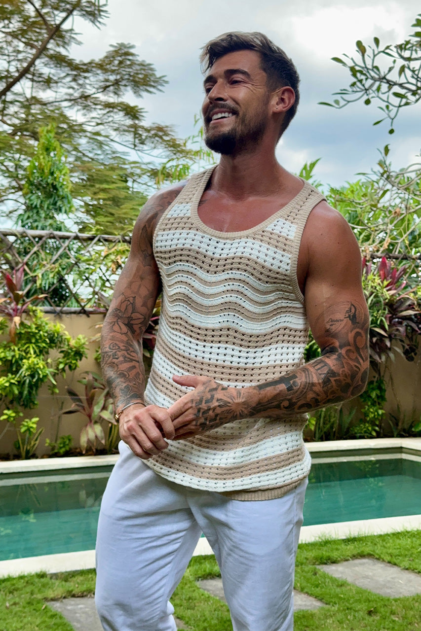 HAYES TANK - SAND/WHITE STRIPE