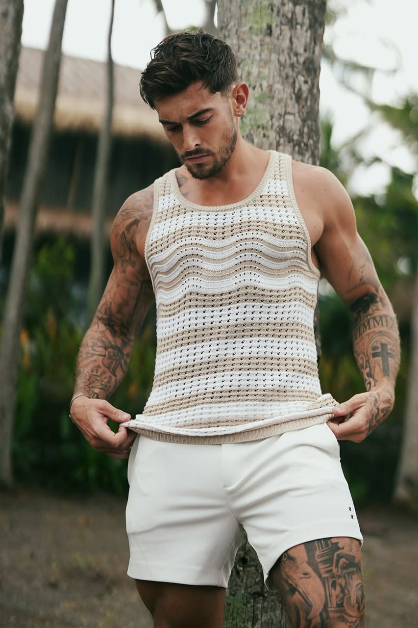 HAYES TANK - SAND/WHITE STRIPE