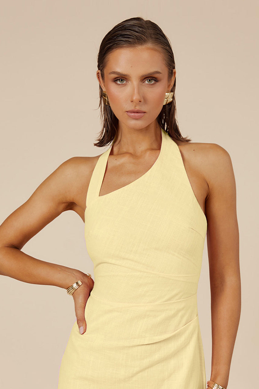 SAPHIRA LONG MIDI DRESS - LEMON - lemon-1