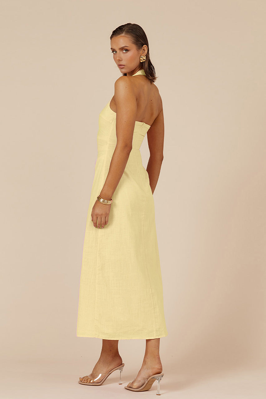 SAPHIRA LONG MIDI DRESS - LEMON - lemon-3