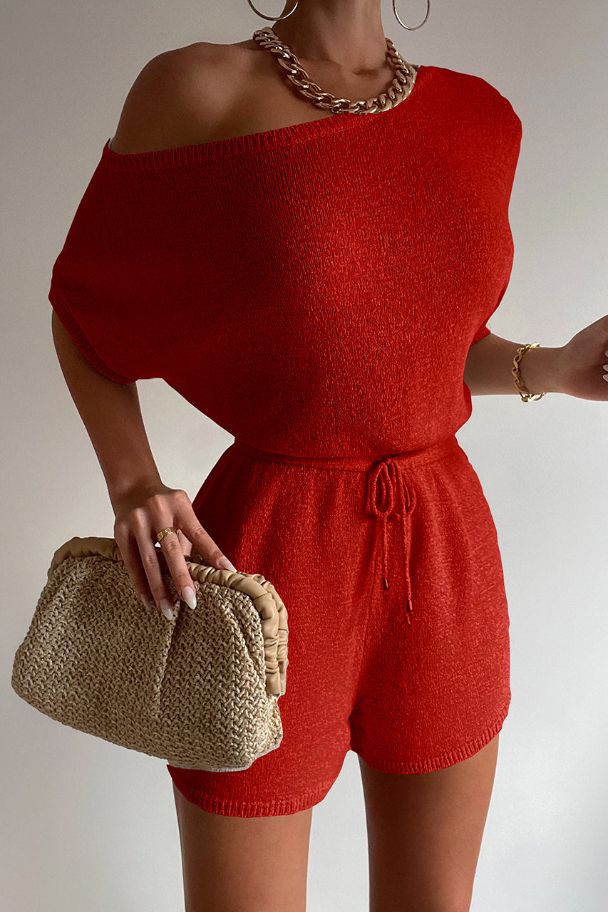 MIAMI KNIT PLAYSUIT - RED - playsuitred