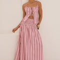 MAREE SHIRRED DROP WAIST MAXI SKIRT - KATALIA PINK