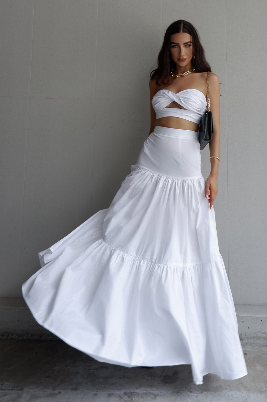 Ayla Maxi Skirt - White - aylaiziwhite