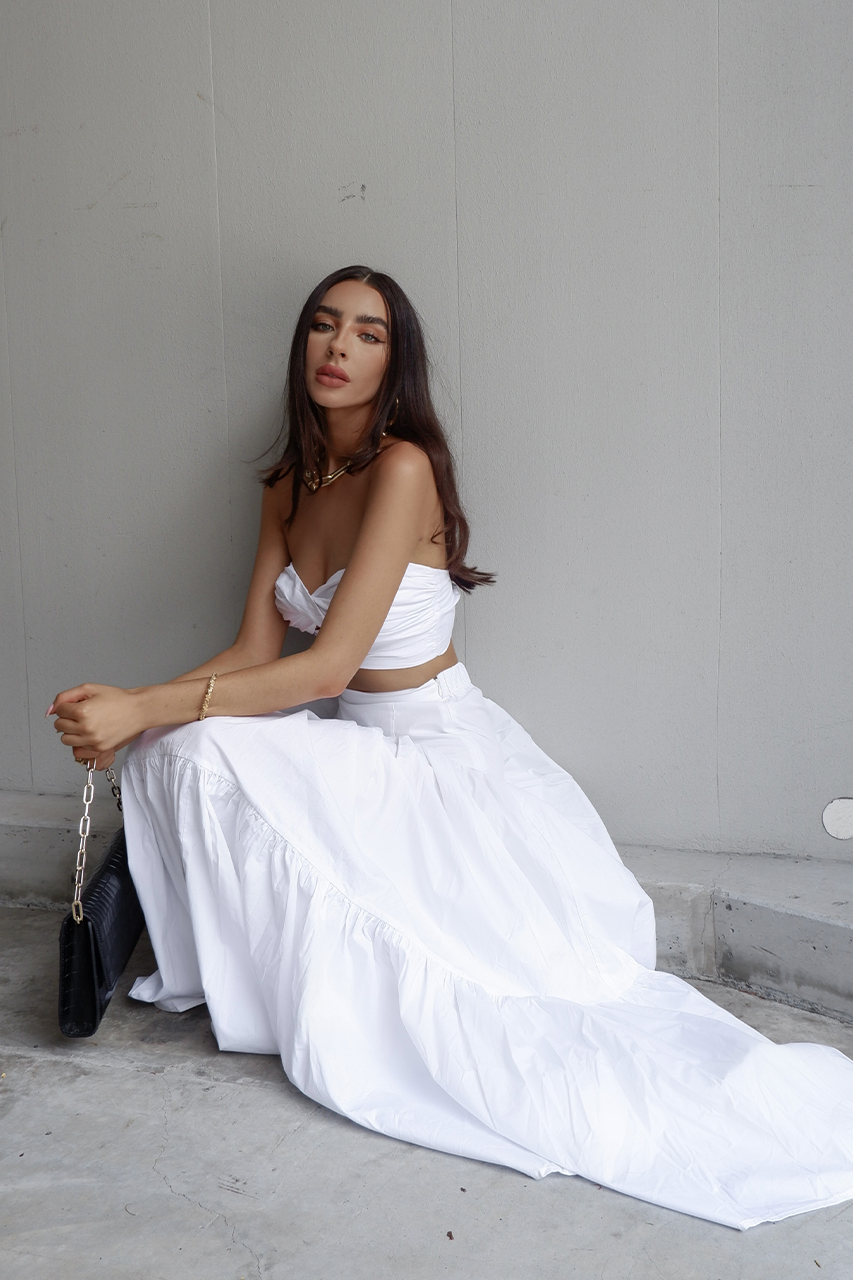 Ayla Maxi Skirt - White - iziaylawhite
