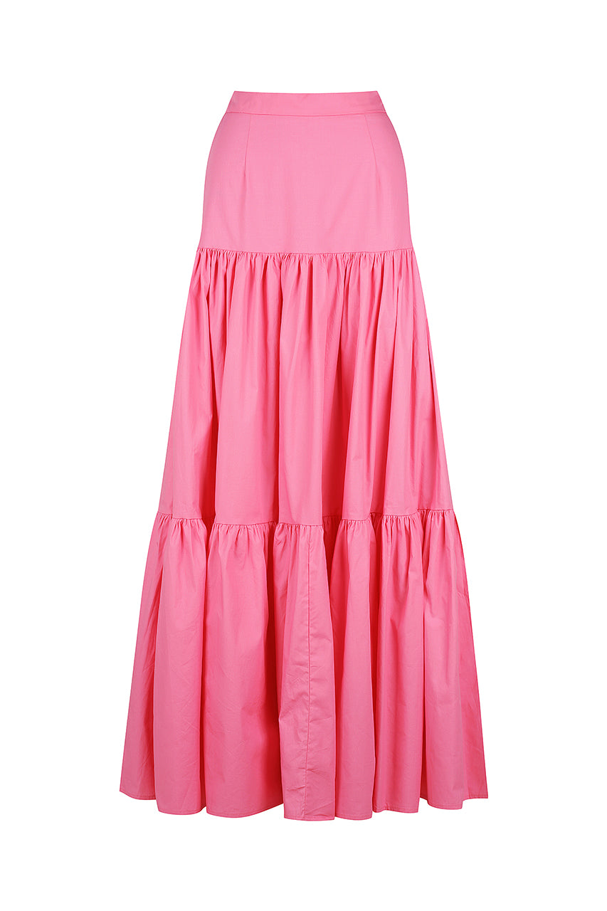 Pink tiered skirt best sale